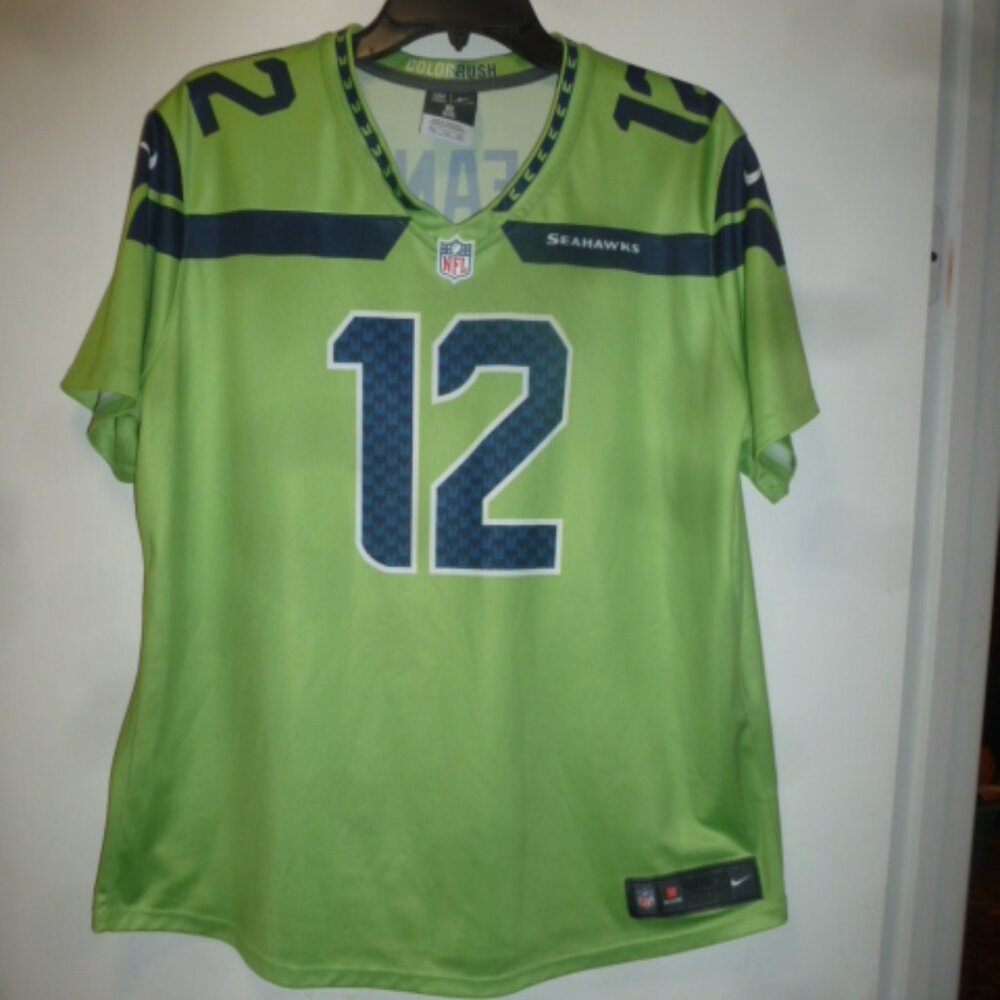 Seattle Seahawks NFL Team Apparel T-Shirt XXL Neon Green /Nike logo